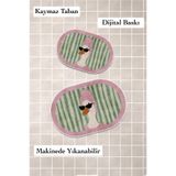 PINKIE HOME Dijital Baskı Kaymaz Taban Sevimli Banyo Paspası Ikili Klozet Takımı (40x60) (60x100)-29