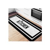 PINKIE HOME Dijital Baskılı Kaymaz Taban Makinede Yıkanabilir Kitchen Yazılı Beyaz Mutfak Halısı Yolluk-1