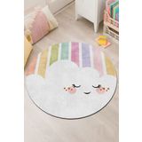 PINKIE HOME Kaymaz Taban Makinede Yıkanabilir Leke Tutmaz Gökkuşağı Desenli Oyun Halısı Bebek ve Çocuk Halısı-34