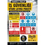 Pinkipay Iş Güvenliği Uyarı Levhası Paketi 14'lü Set 25X35 cm 3 mm Dekota Plastik - Isg Fabrika Imalathane Tabela Seti