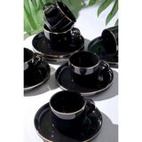 Pink&More Modern Premium Porselen 12 Parça 6 Kişilik Nescafe Fincan Takımı - Siyah