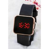 Pinkoli Kadın Rose Renk Silikon Kordon Dijital LED Kol Saati ST-304194 - Siyah - Rose