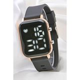 Pinkoli Silikon Kordon Dijital LED Unisex Kol Saati (Akıllı Saat Değildir.) ST-304105 - Siyah