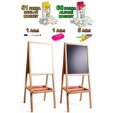 PinkToys 110 cm Gerçek Metal Yüzey Manyetik Özellikli Ahşap Çocuk Yazı Tahtası Seti