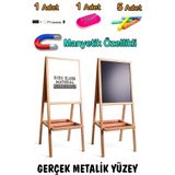 PinkToys Gerçek Metal Yüzey Xl Boy 120 Cm Çift Taraflı Manyetik Ahşap Yazı Tahtası