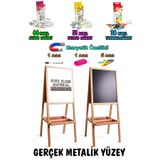 PinkToys Manyetik Özellikli Gerçek metalik Yüzey Ahşap Yazı Tahtası Seti 3M