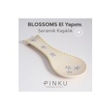 PINKU Ceramics Blossoms El Yapımı Seramik Kaşık Altlığı Yatay Kaşıklık Ve Kepçe Altı, El Boyaması Mutfak Dekoru