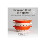 PINKU Ceramics Crimson Oval El Yapımı Seramik 3'lü Kahvaltı Seti- (TATLI,REÇEL, ZEYTİN, PEYNİR VE ÇEREZ IÇİN)