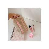PİNKUE Beige Plush Double Zipper Pencil Case – Bej Peluş Çift Fermuarlı Kalemlik