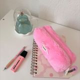 Pinkue Minik Fiyonk Detaylı Fluffy Peluş Kalemlik/ Makyaj Çantası/ Organizer (Renkseçenekleriyle) - Pembe