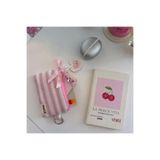 PİNKUE Pembe Çizgili Mini Kartlık & Çanta Charmı | Kartlık, Bozuk Para Cüzdanı, Kulaklık ve Anahtarlık Organizer
