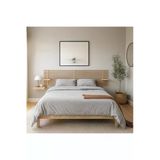pinoxi 170cm Masif Ahşap Yatak Başlığı 170cm X 60cm Naturel 2 Adet Raf