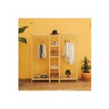 Pinoxi Ahsap Acik Gardirop 2 Askili 160X150x37 Cm Cok Amacli Dolap 100 Masif Cam Agac