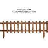Pinoxi Ahşap Bahçe Çiti 120cmx25/40cm Çürümeye Karşı Dayanıklı Kahverengi Emprenye ile