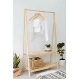 pinoxi Doğal Ahşap Elbise Askılığı Konfeksiyon Askılık Ayaklı Askılık 148x86x38 Cm