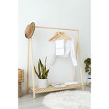 pinoxi Doğal Ahşap Elbise Askılığı Konfeksiyon Askılık Ayaklı Askılık Tek Raflı 148x106x38 Cm