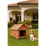 pinoxi Küçük Irk Köpekler Için Doğal Ahşap Kulübe Dış Mekan Köpek Evi Kedi Evi