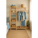 pinoxi Masif Ahşap Açık Dolap Konfeksiyon Askısı Kapaksız Gardırop Elbise Askısı 30x100x160 Cm