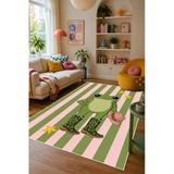 Pinterest Kurbağa Desen Baskılı Kaymaz Yıkanabilir Salon Oturma Odası Mutfak Balkon Halısı Yolluk 80 X 300 Cm Yeşil