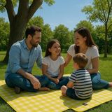 Pinterest Piknik Örtüsü 160X150 cm Su Geçirmez Çift Katlı Kamp ve Plaj Örtüsü (Sarı) - 160 x 150 cm
