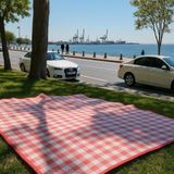 Pinterest Piknik Örtüsü 200X150 cm Su Geçirmez Çift Katlı Kamp ve Plaj Örtüsü (Kırmızı) - Çok Renkli