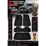 PINUKS Fiat Egea Cross 2022 Model Uyumlu 3D Araca Özel Havuzlu Paspas+Bagaj Havuzu Birebir Uyum-Hediyeli - Siyah