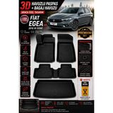 PINUKS Fiat Egea Hb 2018 Model Uyumlu 3D Araca Özel Havuzlu Paspas+Bagaj Havuzu Birebir Uyum-Hediyeli - Siyah