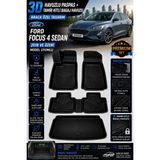 PINUKS Ford Focus 4 Sedan 2018 ve Üzeri Model Uyumlu 3D Araca Özel Havuzlu Paspas+.tamir Kitli Bagaj Havuzu Birebir Uyum-Hediyeli - Siyah