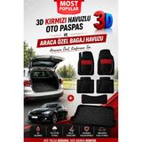 PINUKS Hyundaı Accent Era 2008 3D Model Uyumlu 3D Kırmızı Oto Paspas+ 3D Bagaj Havuzu Premium Set