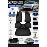 PINUKS Volkswagen Jetta 2010 Model Uyumlu 3D Araca Özel Havuzlu Paspas+Bagaj Havuzu Birebir Uyum-Hediyeli - Siyah