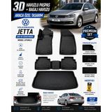 PINUKS Volkswagen Jetta 2011 Model Uyumlu 3D Araca Özel Havuzlu Paspas+Bagaj Havuzu Birebir Uyum-Hediyeli - Siyah