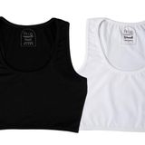 Pinuptex® 2'Li Sporcu & Yüzücü Büstiyer &Yarım Atlet (2Adet) (Siyah-Beyaz, XS)