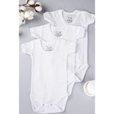 Pinuptex® 3'lü Kısa Kollu Bebek Zıbın Seti 100% Pamuklu Ribana Çıtçıtlı Atlet, Body Zıbın Unisex - 1 - 2 Yaş - 00-Beyaz