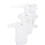 Pinuptex® 3'lü Uzun Kollu Bebek Zıbın Seti 100% Pamuklu Ribana Çıtçıtlı Atlet, Body Zıbın Unisex (3 Adet) (BEYAZ, 1-2 Yaş)