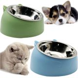 PINVNBY 2 adet yükseltilmiş kedi kasesi eğik 15° eğimli yükseltilmiş Bulldog besleyici dökülmeyen köpek yavru kedi yemek tabağı kaymaz çıkarılabilir evcil hayvan paslanmaz çelik eğim tabanı küçük