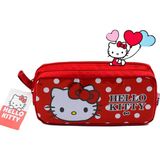 Piona Hello Kitty Lisanslı 2 Bölmeli Kalemlik ( KOD:2233) Fermuarlı 20 cm Genişlikte Kırmızı Desenli
