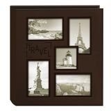 Pioneer Photo Albums Kolaj Çerçevesi Kabartmalı Seyahat Dikişli Suni Deri Kapak Fotoğraf Albümü, Kahverengi, 30 x 40 cm