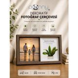 Pionny 2 Fotoğraflı Büyük Boy Sürgülü Dekoratif Ahşap Çerçeve 13x18 cm – Koyu Kahve