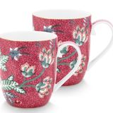 Pip Studio 2'li set kupa çiçek festival küçük | koyu pembe - 145 ml
