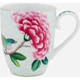 Pip Studio Blushing Birds Beyaz Porselen Kupa 350 ml - Beyaz - Yeşil