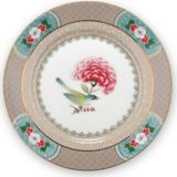 Pip Studio Blushing Birds Haki Porselen Pasta Tabağı 17 Cm Modern Desenli Zarif Sunum