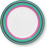 Pip Studio Chique Pembe Yeşil Porselen Kahvaltı Tabağı 23 cm - Pembe - Yeşil - Sofra Grubu