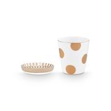 PiP Studio Dot Delight Fincan Kulpsuz & Çay Rafı Beyaz-Altın 230 ml