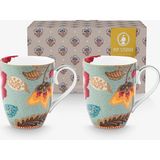 Pip Studio Fantasy Blooming Tales Mavi Porselen Kupa Seti 350 ml