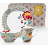 Pip Studio Fantasy Blooming Tales Mavi Porselen Tabak Seti 21 Cm - Belirtilmemiş