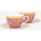 PIP STUDIO La Majorelle 280 ml Pembe Porselen Çay Fincan Seti