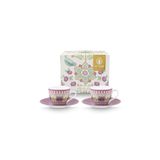 Pip Studio Lily & Lotus Mor Porselen Kahve Fincan Seti 120 ml
