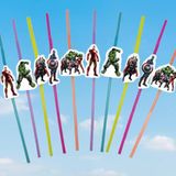 Pipet AVENGERS Yenilmezler Artistik Körüklü Pipet 10 lu Doğum Günü Avengers temalı pipet