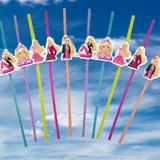 Pipet BARBİE Temalı Artistik Körüklü Pipet10 lu Doğum Günü Temali Pipet