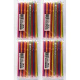 Pipet Renkli Körüklü 50'Li X 4 Paket Frozen Pipet Jelatinli Sargılı Körüklü Renkli Pipet